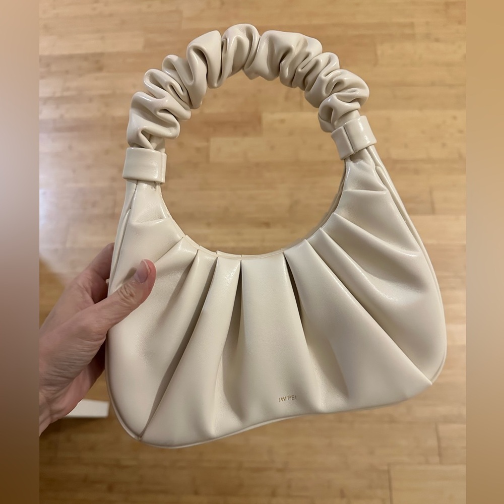 JW PEI Pleated Cream Shoulder Bag